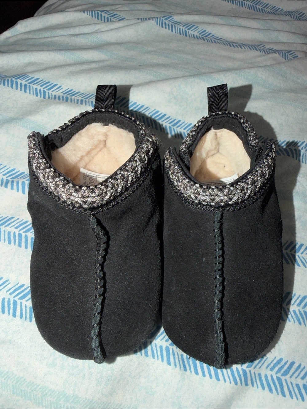UGG Black Slipper Boots with Cream Sherpa Lining